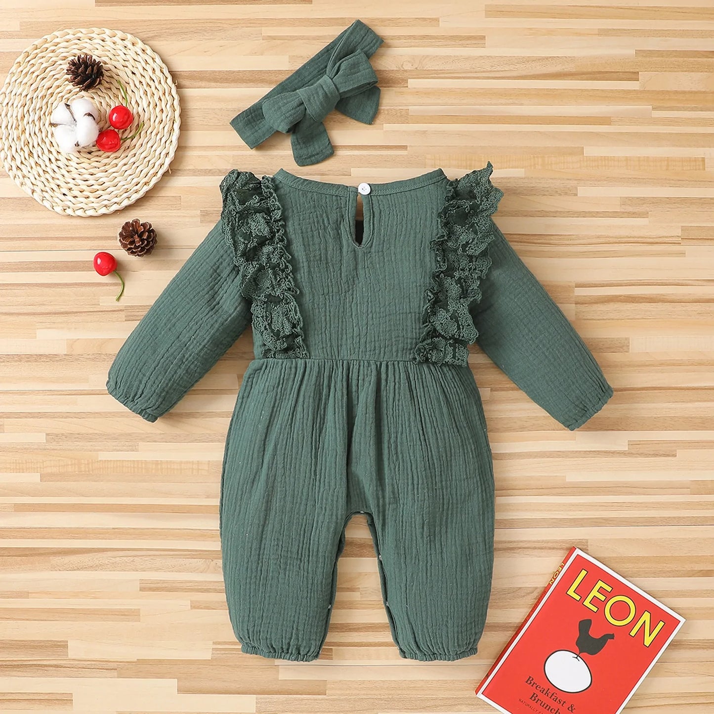 Tie Dye Print One Piece Jumpsuit Linen Romper Lace Bow