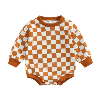 Baby Checkered Print Bubble Romper Onesie