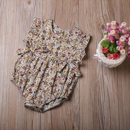 Summer Flower Baby Girls Ruffles Romper