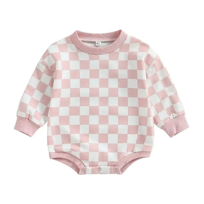 Baby Checkered Print Bubble Romper Onesie